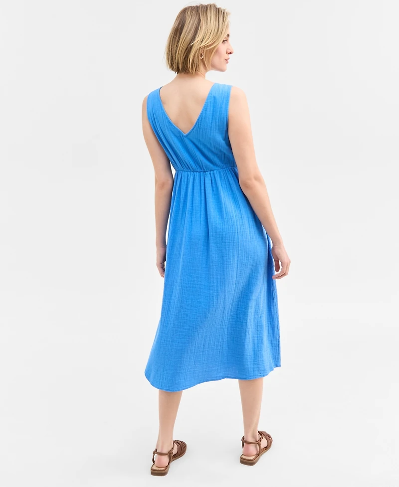 On 34th Women's Gauze Double V-neck Empire Midi Dress