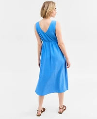 On 34th Women's Gauze Double V-neck Empire Midi Dress