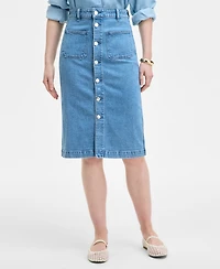On 34th Women's Patch-Pocket Denim Midi Skirt, Exclusively at Macy's