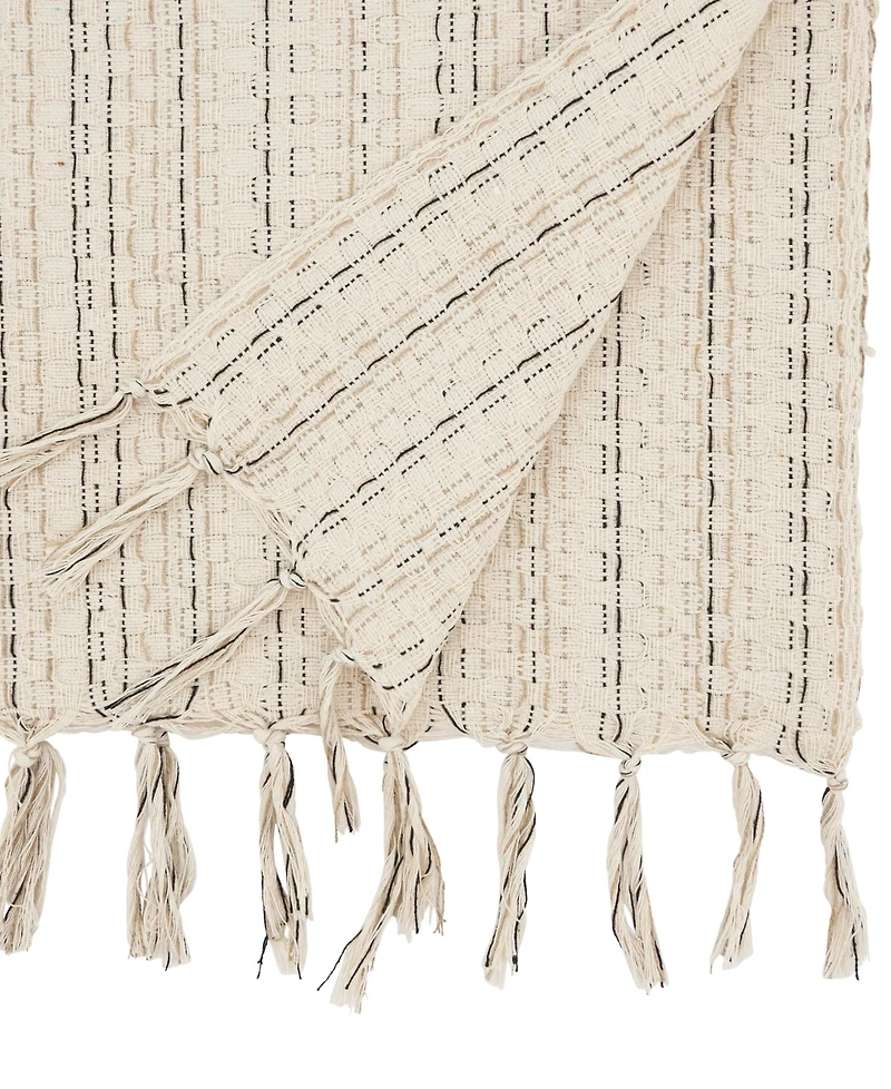 Saro Lifestyle Tassel Trimmed Stripe Table Runner, 16" x 72"