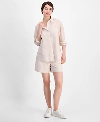 On 34th Women's Cotton Striped Button-Front Shirt