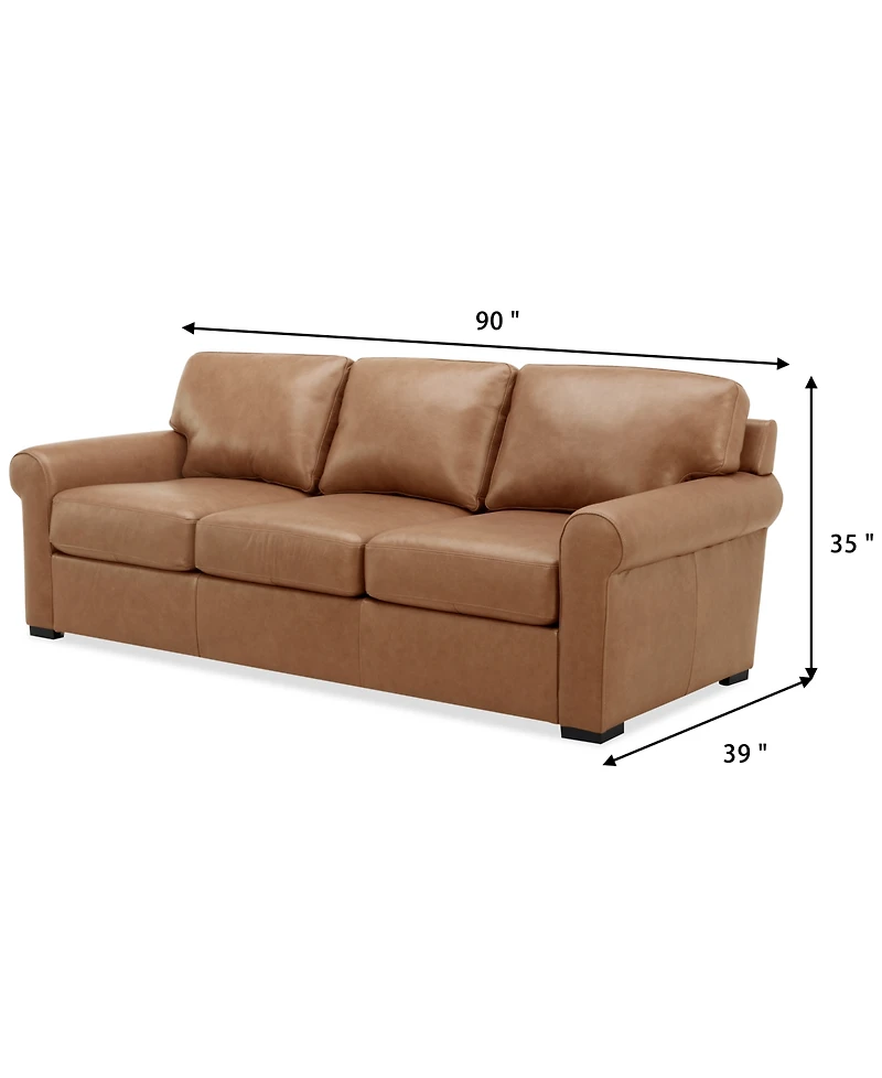 Radley Roll Arm 86" Leather Sofa, Exclusively at Macy's