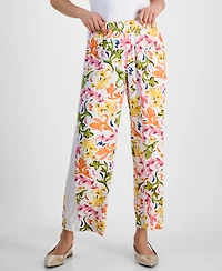 Jm Collection Petite Side-Panel Printed Pull-On Pants