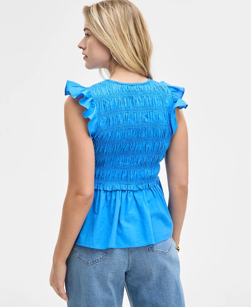 On 34th Women's Flutter-Sleeve Smocked Peplum Top, Exclusively at Macy's
