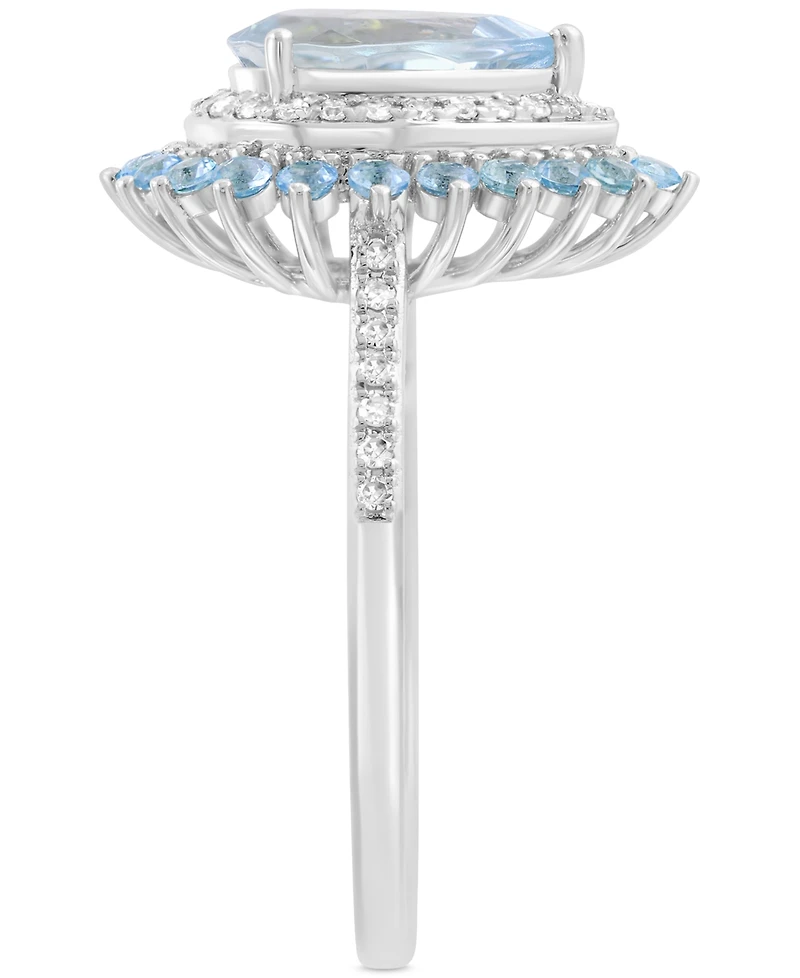 Effy Aquamarine (1-3/8 ct. t.w.), Blue Topaz (3/8 ct. t.w.) & Diamond (5/8 ct. t.w.) Ring in 14k White Gold