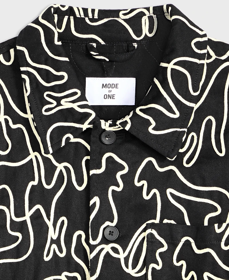 Mode of One Men's Floral Embroidered Cotton Shacket, Exclusively at Macy's