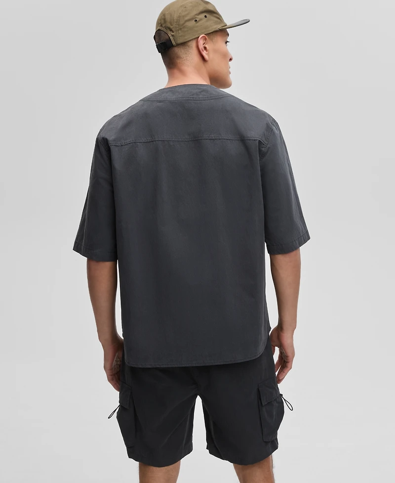 Mode of One Men's Washed Crinkle Baseball Jersey, Exclusively at Macy's