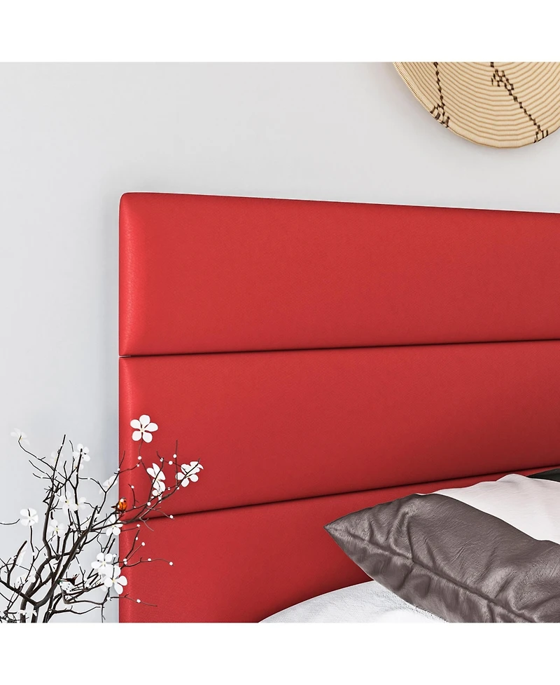 Napoli Leather Upholstered Platform Bed Frame with Tri-Panel Adjustable Headboard - Boyd Sleep