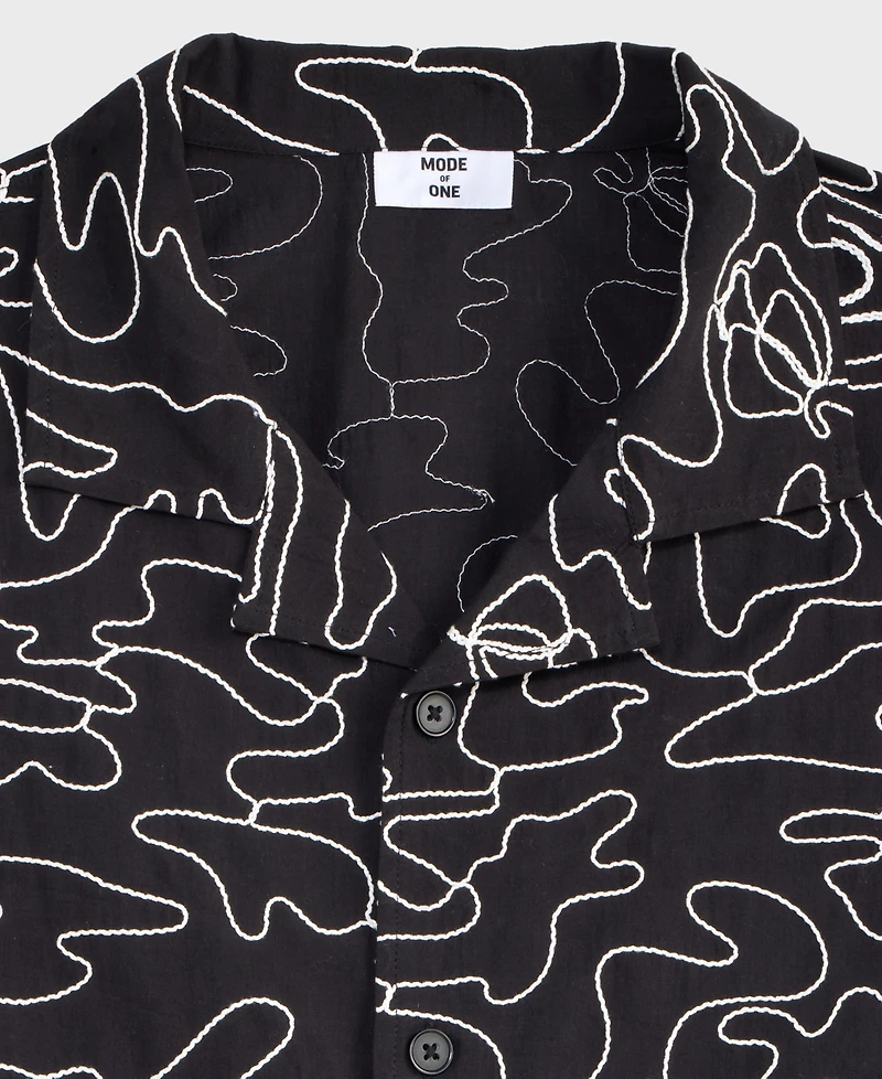 Mode of One Men's Relaxed-Fit Embroidered Button-Down Poplin Camp Shirt, Exclusively at Macy's