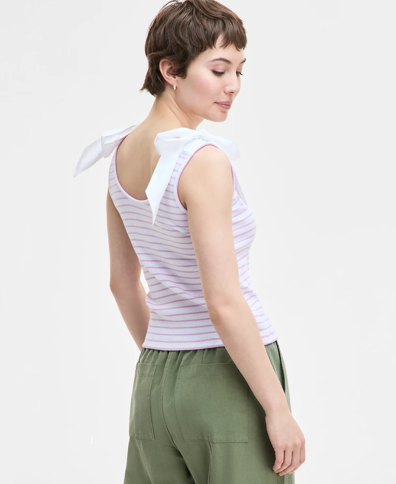 On 34th Women's Ribbed Bow-Shoulder Tank Top, Exclusively at Macy's