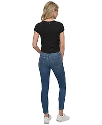 Dkny Jeans Women's Ribbed Cap-Sleeve T-Shirt - Blk