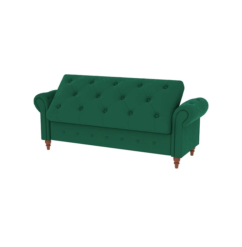 63 Inch Upholstered Storage Bench with Rolled Arms, Tufted Ottoman Large Hidden Compartment-The Pop Home