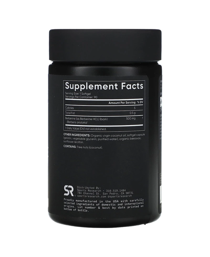 Sports Research Berberine With Coconut Oil 500 mg