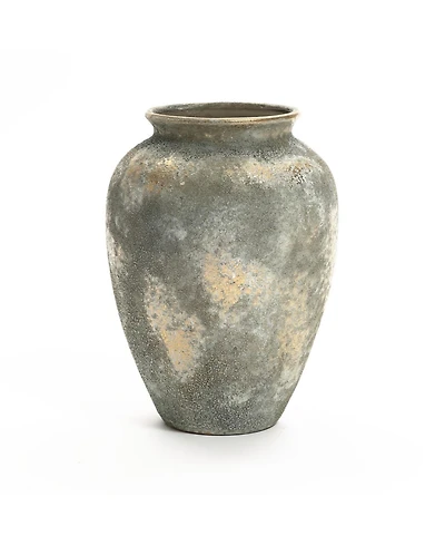 LuxenHome Rustic Gold and Brown Terracotta 13.6-Inch Tall Urn Vase