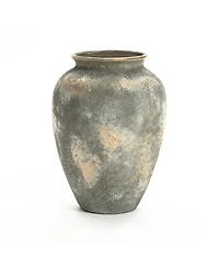 LuxenHome Rustic Gold and Brown Terracotta 13.6-Inch Tall Urn Vase