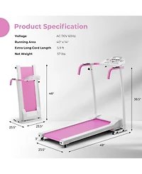 Foldable Treadmill, Freestanding Easy Assembly Folding Treadmill with 12 Preset Programs, Lcd Monitor, Built-in Wheels & Pulse Sensor, Portable Compac