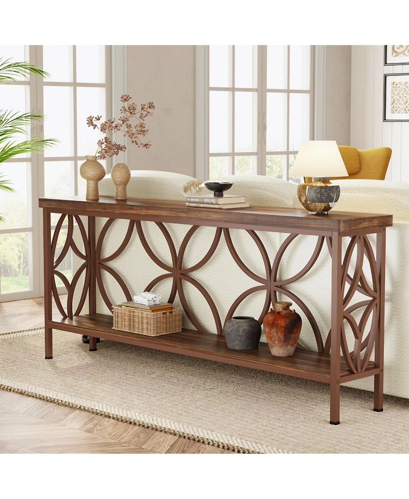 Tribesigns 70.9-Inch Narrow Sofa Table, Industrial Long Entry Console Table with Storage for Entryway, Living Room, Foyer, Unique Design