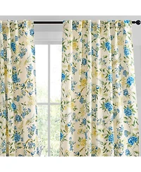 Hlc.me Scarlet Floral & Birds Patterned Back Tab Rod Pocket - Light Blocking Darkening Window Panels, Set of 2 (Green and Yellow, 52 W x 96 L)