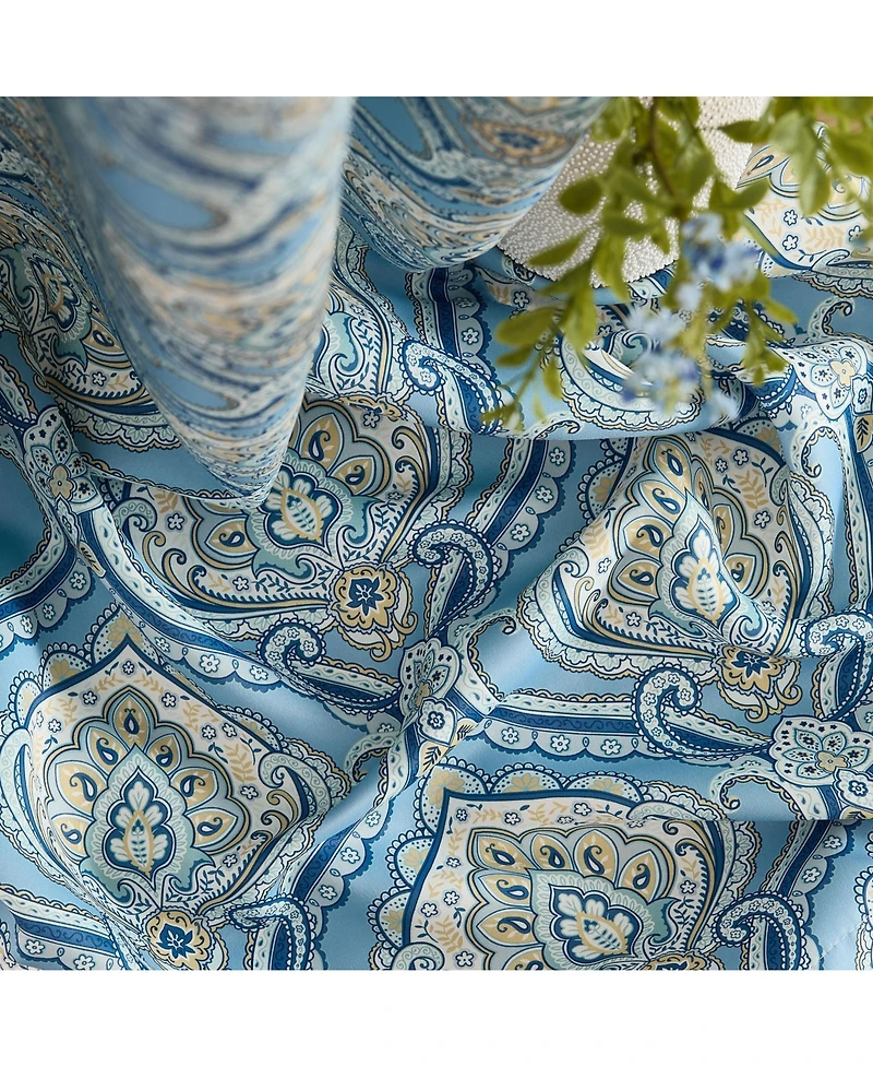 Hlc.me Messina Paisley Damask Patterned Back Tab Rod Pocket Curtains - Light Blocking Darkening Window Panels, Set of 2 (/Yellow
