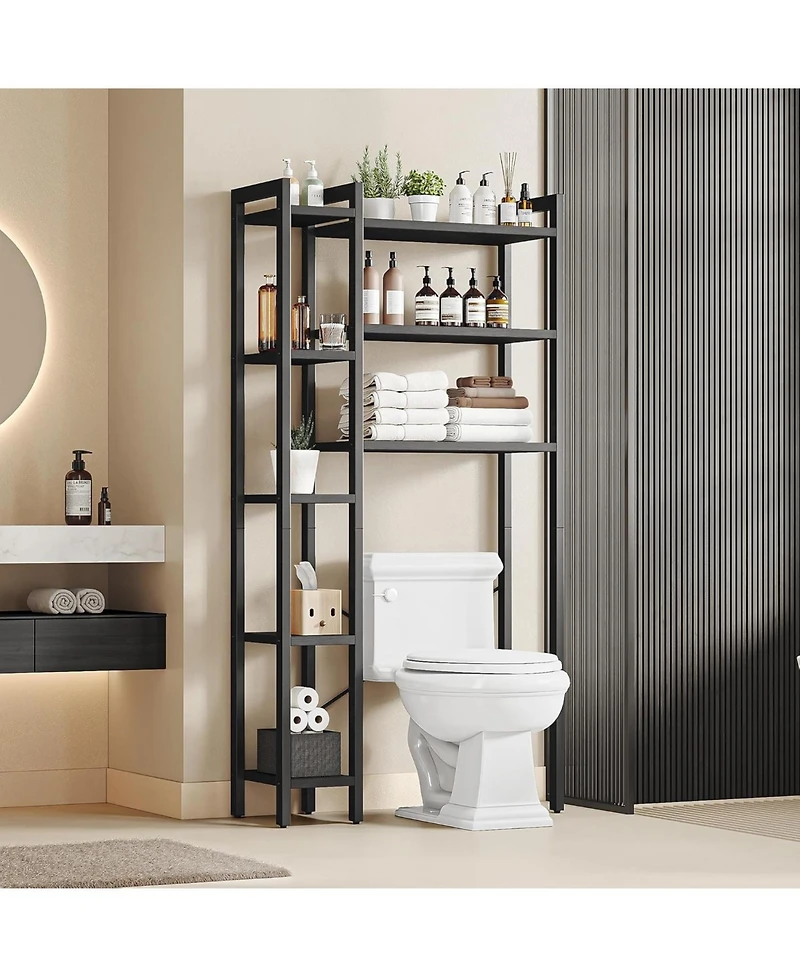 Over The Toilet Storage with 8-Titer Shelf, Mass-Storage Side Storage Open Rack
