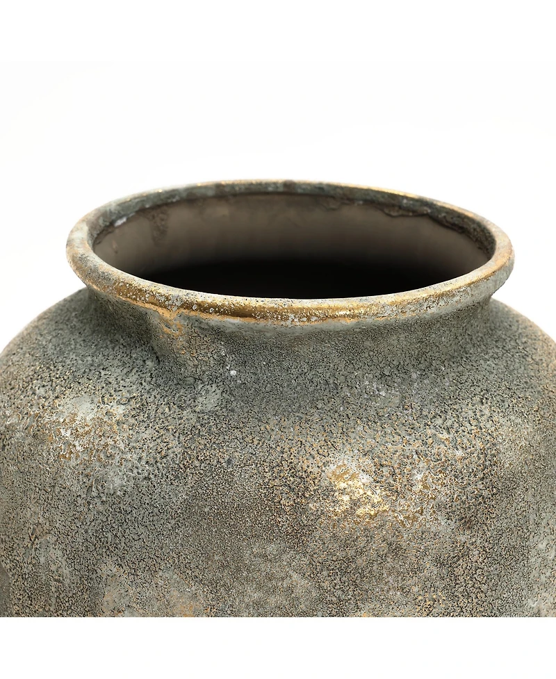 LuxenHome Rustic Gold and Brown Terracotta 15.2-Inch Tall Urn Vase