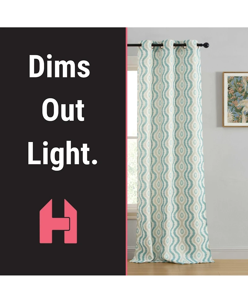 Hlc.me Tanner Ogee Ikatt Damask Patterned Window Grommet Curtains Bedroom
