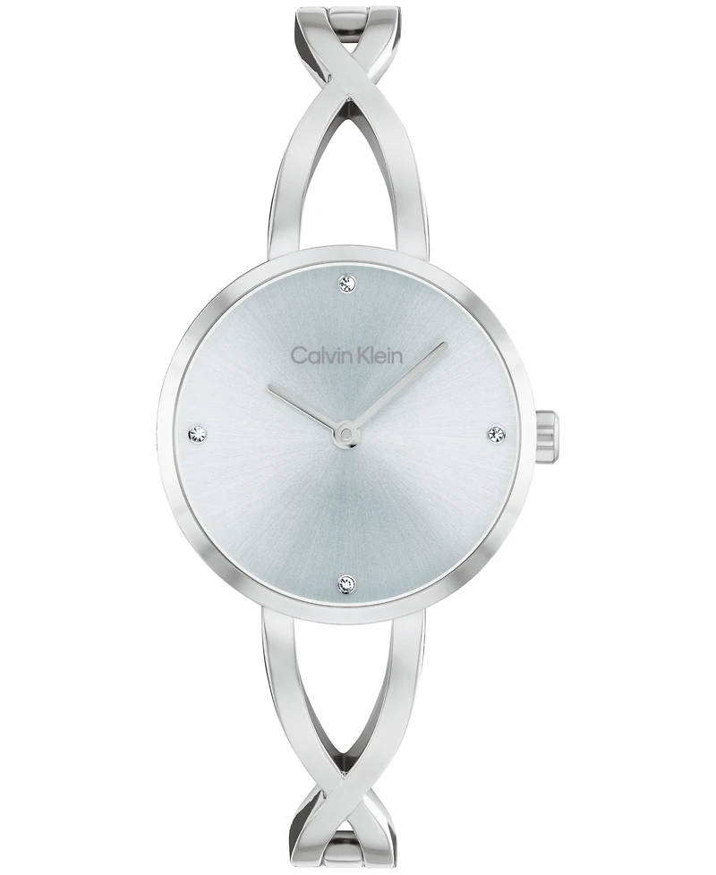 Calvin Klein Women's Sculpted Embrace Silver Tone Stainless Steel Bracelet Watch, 28mm
