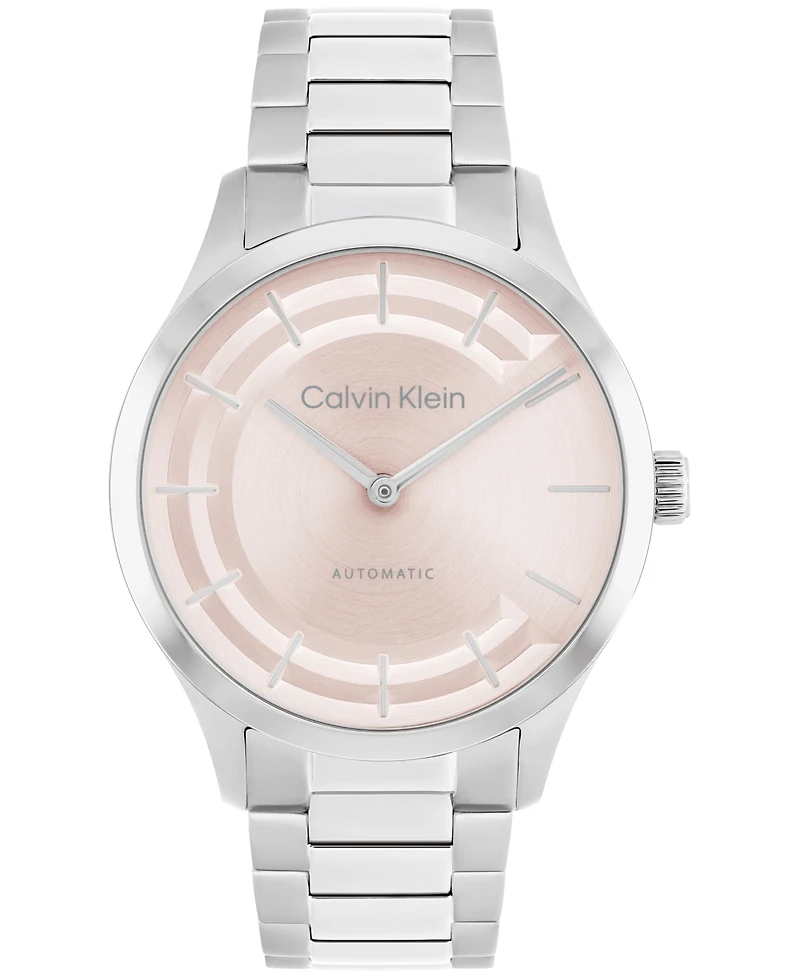 Calvin Klein Women's Iconic Automatic Silver Tone Stainless Steel Bracelet Watch, 36mm