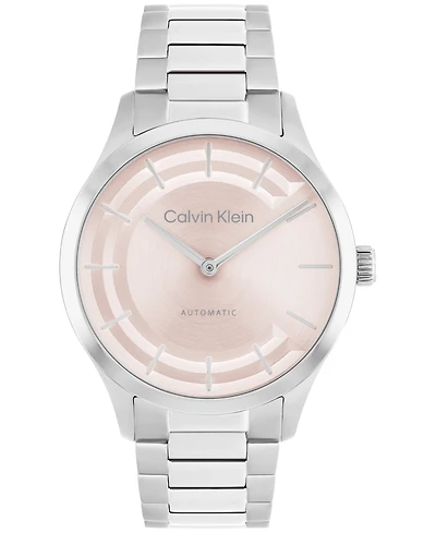 Calvin Klein Women's Iconic Automatic Silver Tone Stainless Steel Bracelet Watch, 36mm