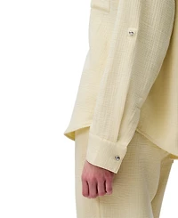 Calvin Klein Jeans Women's Double Gauze Roll-Tab-Sleeve Button-Down Shirt