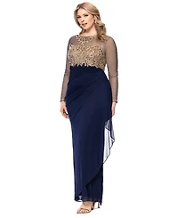 Xscape Plus Embroidered Illusion Gown