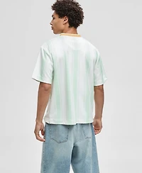 Mode of One Men's Panama Relaxed-Fit Stripe V-Neck T-Shirt, Macy's Exclusive