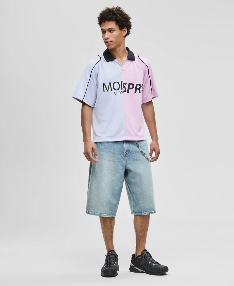 Mode of One Men's Relaxed-Fit Pieced Colorblocked Polo Shirt, Macy's Exclusive
