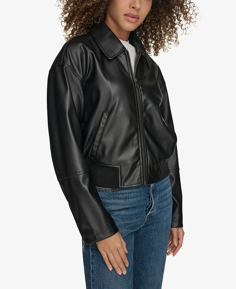 Levi's Women's Faux Leather Lightweight Bomber Jacket