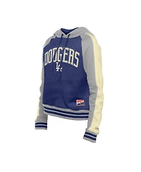 New Era Women's Royal Los Angeles Dodgers Cooperstown Collection Cropped Raglan Pullover Hoodie