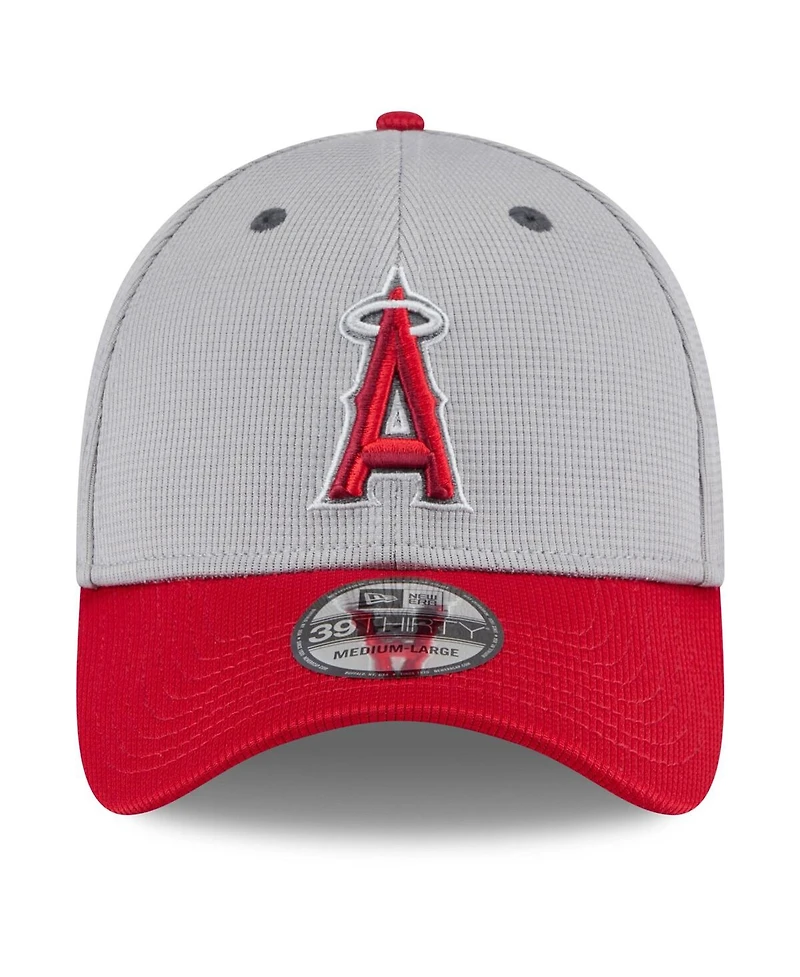 New Era Men's Gray/Red Los Angeles Angels 2025 Batting Practice 39THIRTY Flex Hat