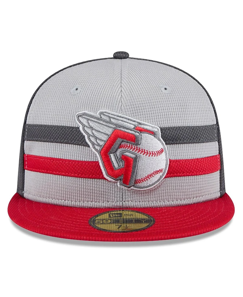 New Era Men's Gray/Red Cleveland Guardians 2025 Batting Practice 59FIFTY Fitted Hat