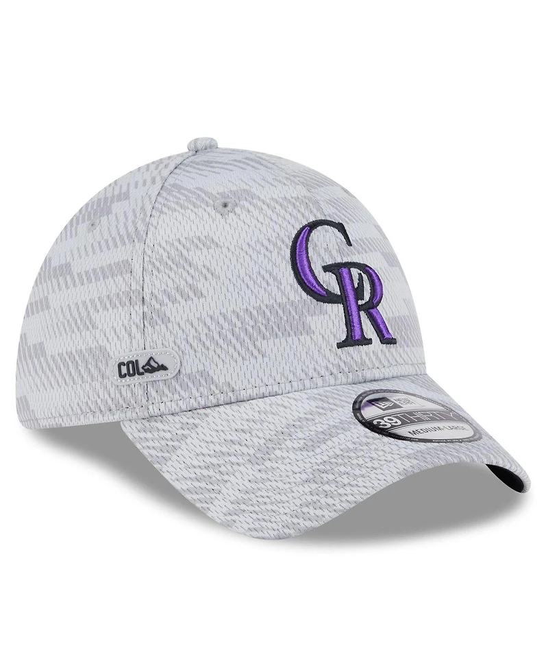 New Era Men's Gray Colorado Rockies 2025 Mlb Clubhouse 39THIRTY Flex Hat