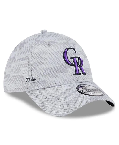 New Era Men's Gray Colorado Rockies 2025 Mlb Clubhouse 39THIRTY Flex Hat