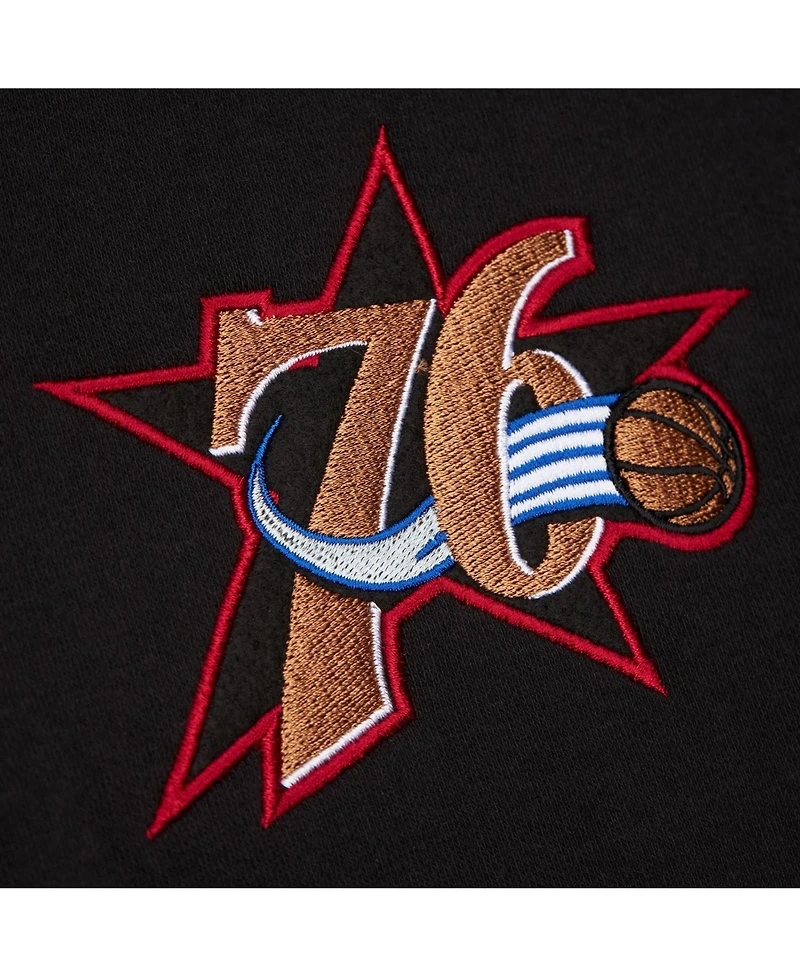 Mitchell & Ness Men's Black Philadelphia 76ers Hardwood Classics Blackout Collection Pullover Hoodie