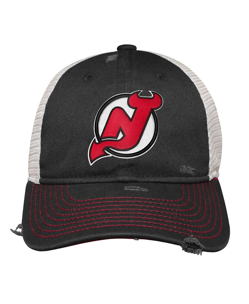 Outerstuff Big Boys and Girls Black New Jersey Devils Slouch Trucker Adjustable Hat