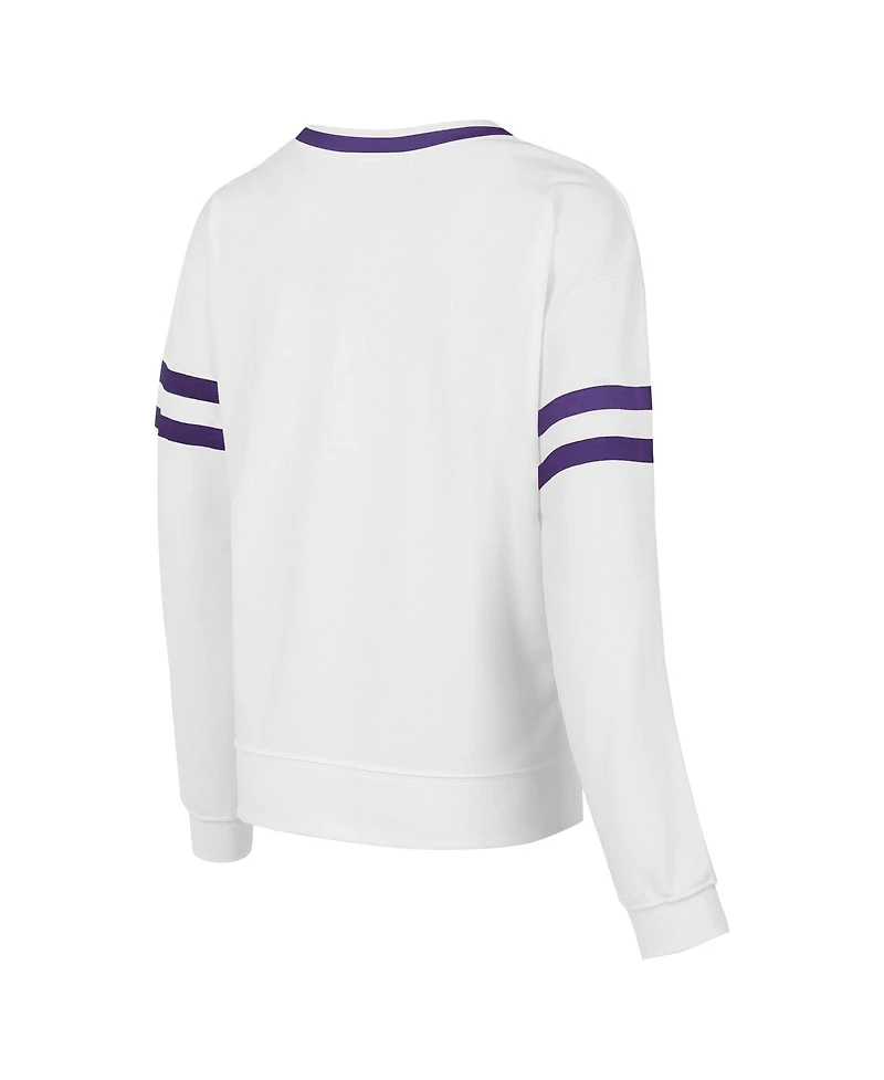 Concepts Sport Women's White Los Angeles Lakers Borough Pullover Sweatshirt