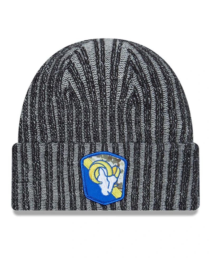 New Era Big Boys and Girls Black Los Angeles Rams 2023 Salute To Service Cuffed Knit Hat
