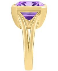 Effy Green Quartz Emerald-Cut Solitaire Ring (10-1/2 ct. t.w.) 14k Gold-Plated Sterling Silver (Available Amethyst)
