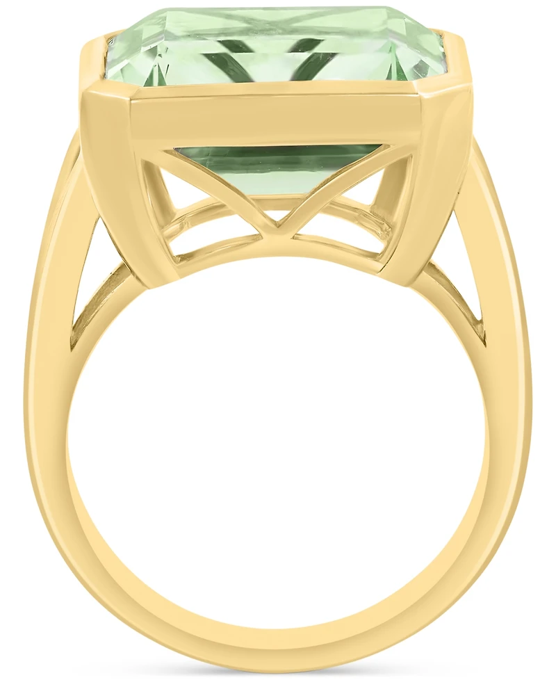 Effy Green Quartz Emerald-Cut Solitaire Ring (10-1/2 ct. t.w.) 14k Gold-Plated Sterling Silver (Available Amethyst)