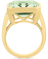 Effy Green Quartz Emerald-Cut Solitaire Ring (10-1/2 ct. t.w.) 14k Gold-Plated Sterling Silver (Available Amethyst)