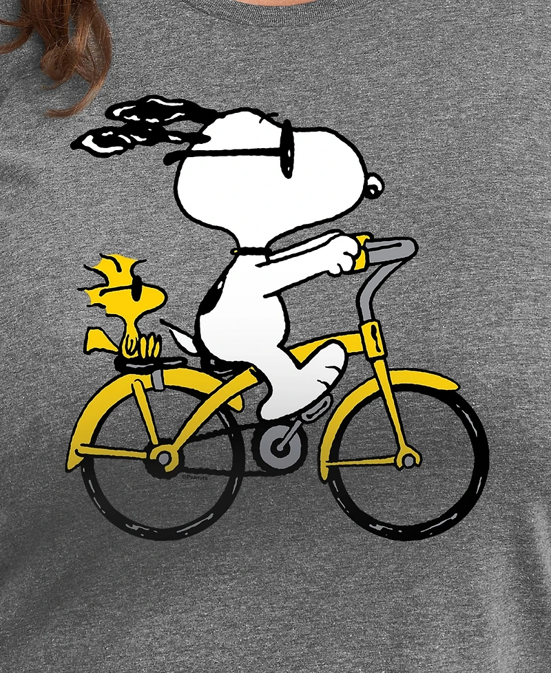Hybrid Apparel Trendy Plus Peanuts Snoopy Bike Ride Graphic Crew Neck T-Shirt
