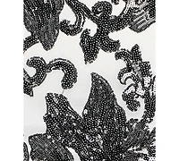 Crystal Doll Juniors' Floral Sequined Lace-Up-Back Gown
