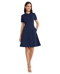 Maggy London Women's Solid Asymmetric-Neck Flared Dress