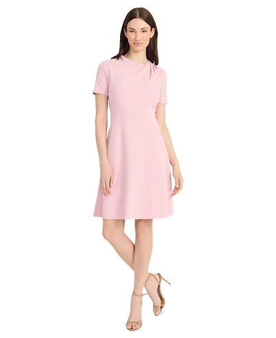Maggy London Women's Solid Asymmetric-Neck Flared Dress